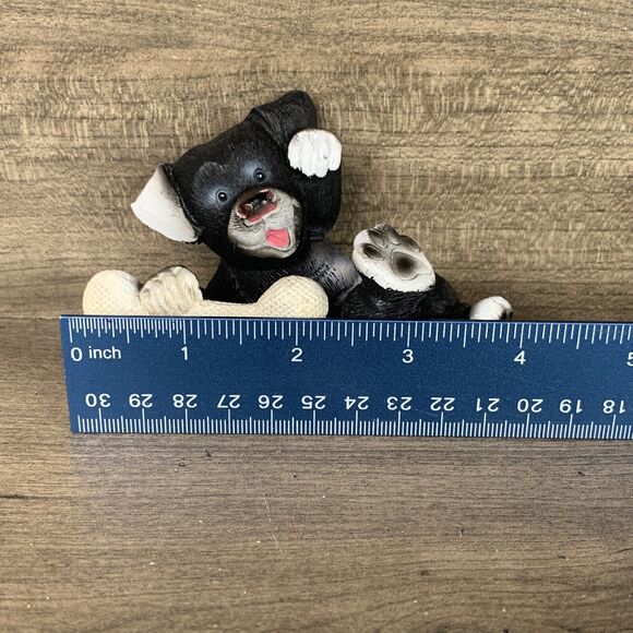 Figurine Black Dog Laughing Dog Happy Bone Laugh Much Sign Decor 2.5" - Picture 7 of 8